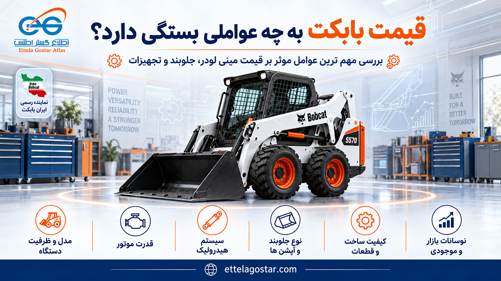 قیمت بابکت به چه عواملی بستگی دارد؟ بررسی تاثیر مدل دستگاه، قدرت موتور، سیستم هیدرولیک، نوع جلوبند، کیفیت قطعات و نوسانات بازار بر قیمت مینی لودر بابکت
