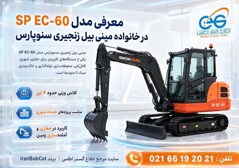 معرفی مینی بیل زنجیری سنوپارس SP EC-60 با موتور YANMAR، سیستم High Flow و کاربرد در حفاری شهری