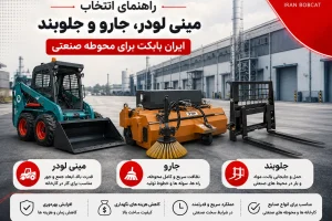 کارخانه و محوطه صنعتی با مینی لودر، جارو و جلوبند ایران بابکت
