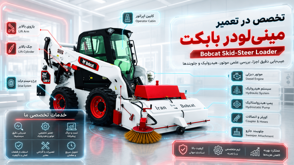 حمید ابوذری متخصص تعمیر مینی‌لودر بابکت Bobcat Skid-Steer Loader و عیب‌یابی موتور، سیستم هیدرولیک، پمپ هیدرواستاتیک و جلوبندها